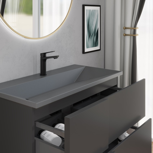 Изображение товара Тумба с умывальником Lauter Nelli 90 (антрацит п/мат/бетон)