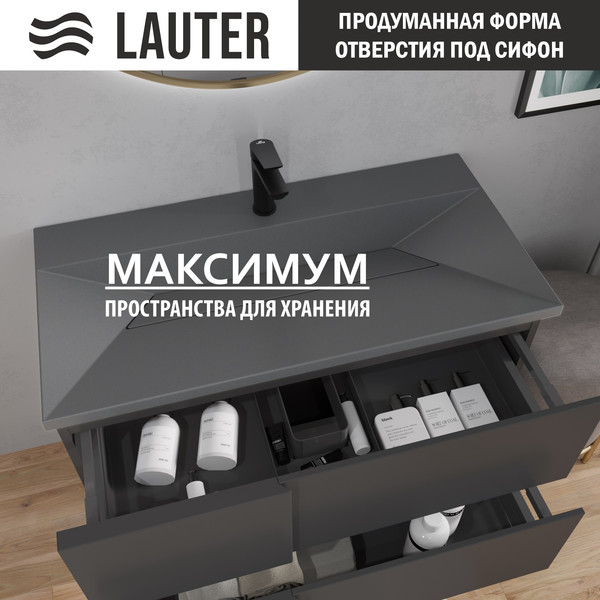 Изображение товара Тумба с умывальником Lauter Nelli 90 (антрацит п/мат/бетон)