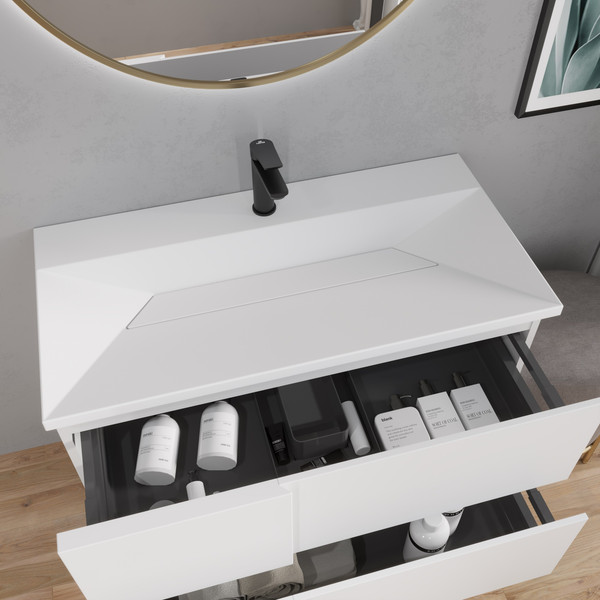 Изображение товара Тумба с умывальником Lauter Nelli 90 (бело-серый п/мат/бело-серый)