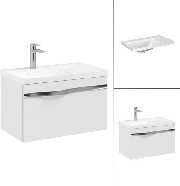 Изображение товара Тумба с умывальником Lauter Eva 69 (белый глянец/матовая сталь/искусственный мрамор)