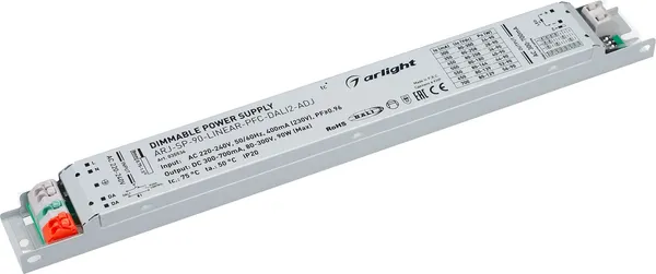 Блок питания для светильника Arlight ARJ-SP-90-LINEAR-PFC-DALI2-ADJ 90W 80-300V 0.3-0.7A / 035536 — фото 6
