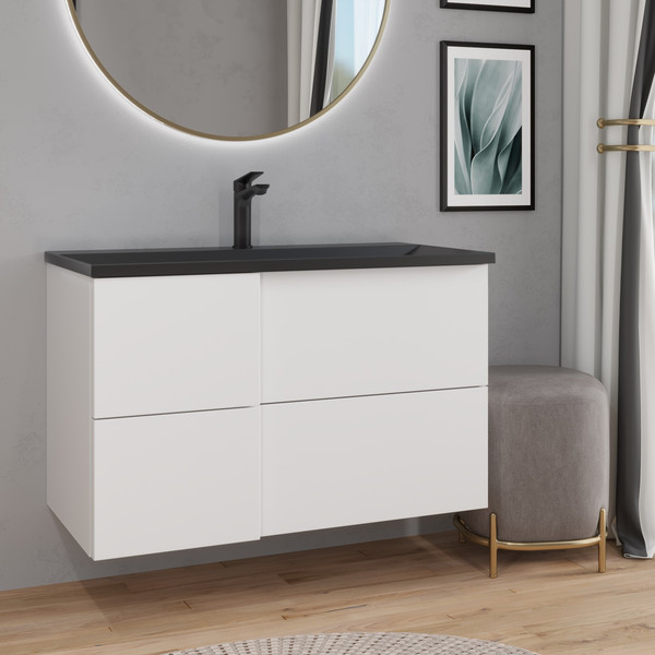 Изображение товара Тумба с умывальником Lauter Nelli 90 (бело-серый п/мат/черный)