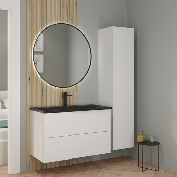 Изображение товара Тумба с умывальником Lauter Nelli 90 (бело-серый п/мат/черный)