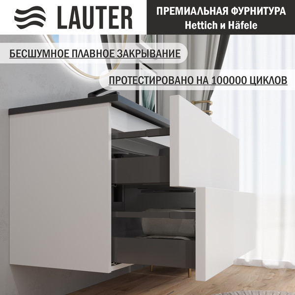 Изображение товара Тумба с умывальником Lauter Nelli 90 (бело-серый п/мат/черный)