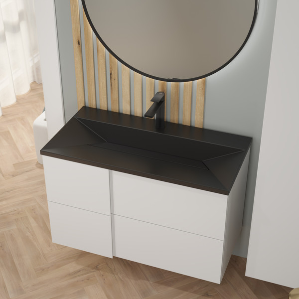 Изображение товара Тумба с умывальником Lauter Nelli 90 (бело-серый п/мат/черный)