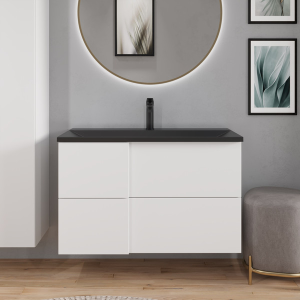 Изображение товара Тумба с умывальником Lauter Nelli 90 (бело-серый п/мат/черный)