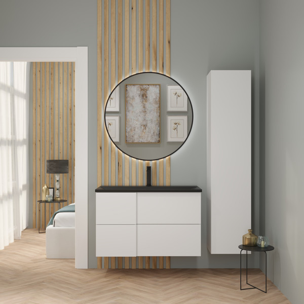 Изображение товара Тумба с умывальником Lauter Nelli 90 (бело-серый п/мат/черный)