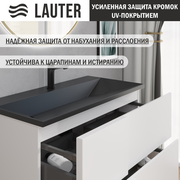 Изображение товара Тумба с умывальником Lauter Nelli 90 (бело-серый п/мат/черный)