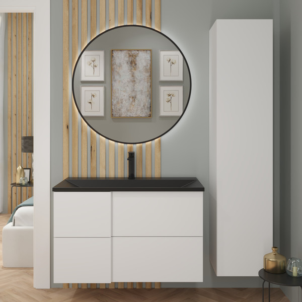 Изображение товара Тумба с умывальником Lauter Nelli 90 (бело-серый п/мат/черный)