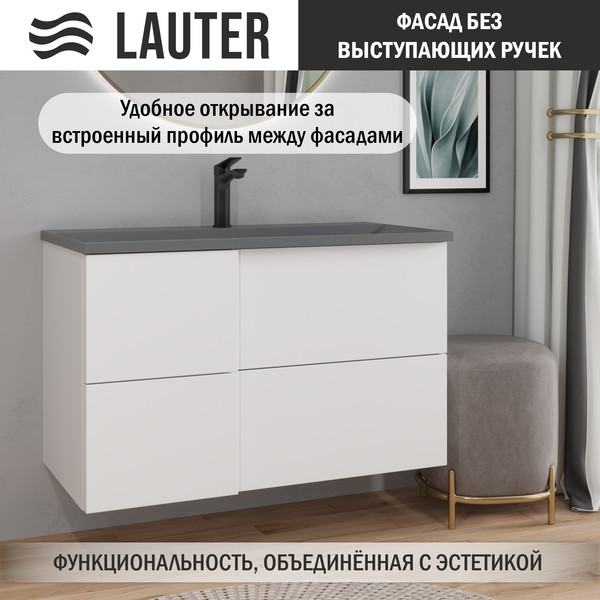 Изображение товара Тумба с умывальником Lauter Nelli 90 (бело-серый п/мат/бетон)