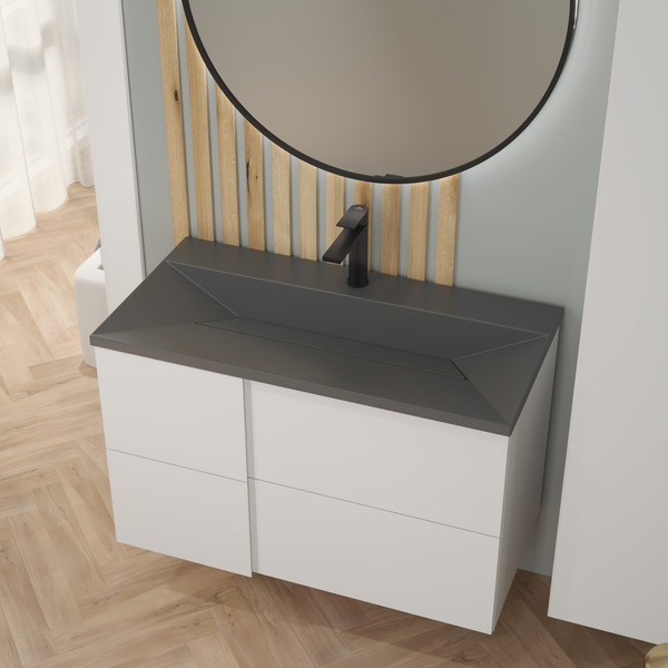 Изображение товара Тумба с умывальником Lauter Nelli 90 (бело-серый п/мат/бетон)