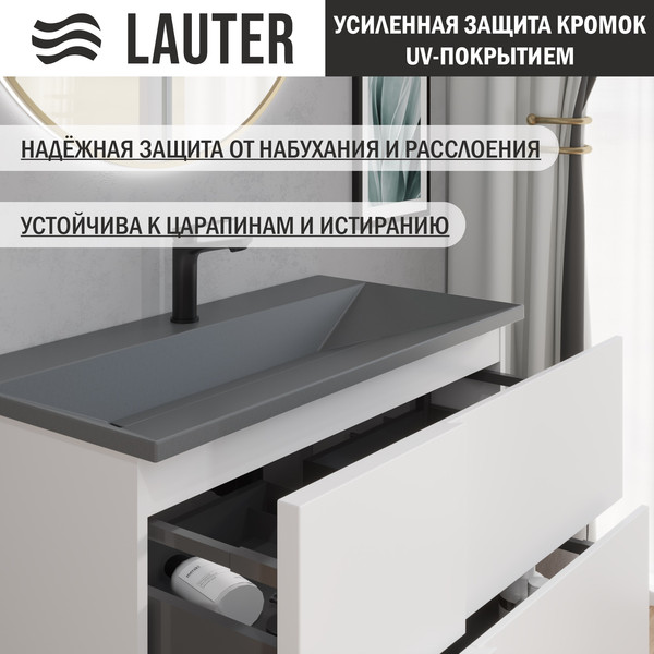 Изображение товара Тумба с умывальником Lauter Nelli 90 (бело-серый п/мат/бетон)