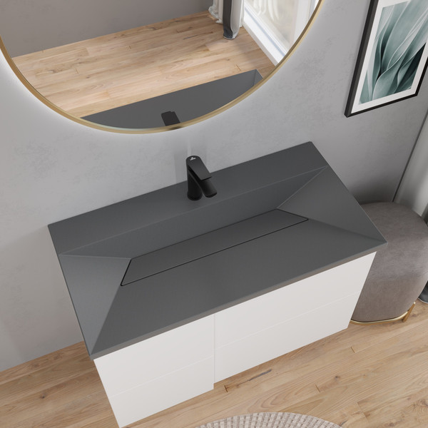 Изображение товара Тумба с умывальником Lauter Nelli 90 (бело-серый п/мат/бетон)