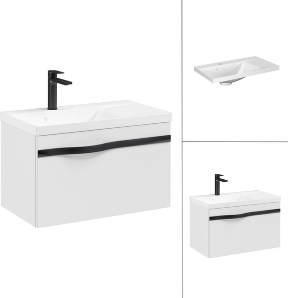 Изображение товара Тумба с умывальником Lauter Eva 69 (белый глянец/матовая черная сталь/искусственный мрамор)