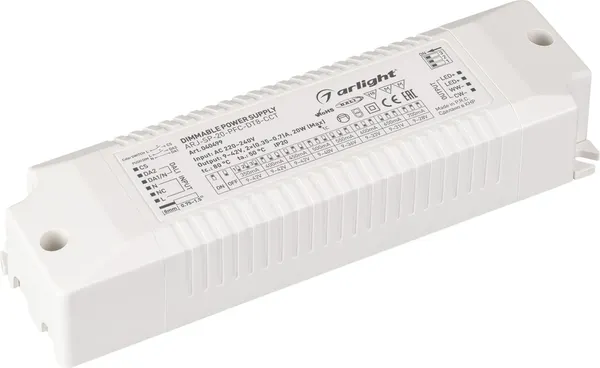 Изображение товара Блок питания для светильника Arlight ARJ-SP-20-PFC-DT8-ССT 20W 9-42V 0.35-0.7А / 040499