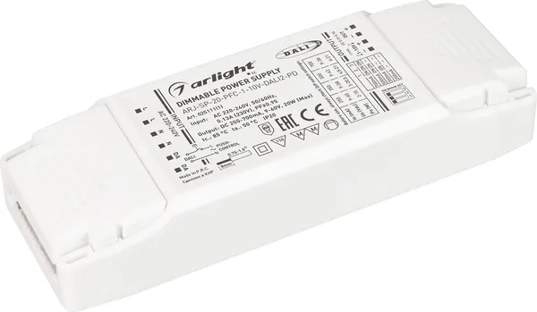 Изображение товара Блок питания для светильника Arlight ARJ-SP-20-PFC-1-10V-DALI2-PD 20W 250-700mA / 025111(1)
