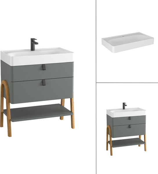 Изображение товара Тумба с умывальником Lauter Estel 70 + Solid Surface (серо-зеленый п/мат)