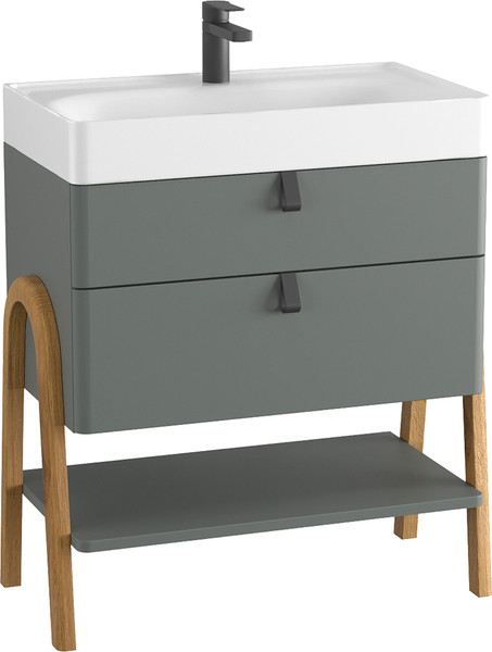 Изображение товара Тумба с умывальником Lauter Estel 70 + Solid Surface (серо-зеленый п/мат)