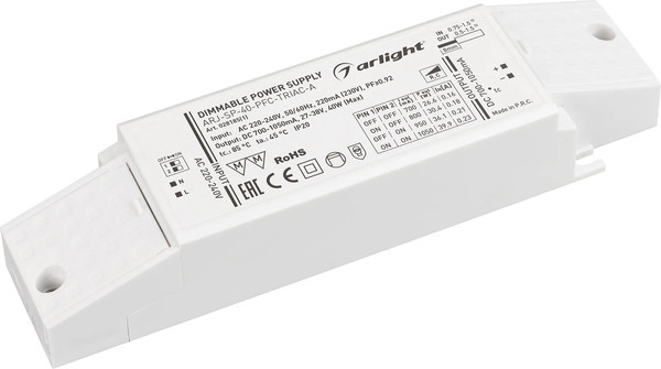 Изображение товара Блок питания для светильника Arlight ARJ-SP-40-PFC-TRIAC-INS 40W 27-38V 0.7-1.05A / 028185(1)