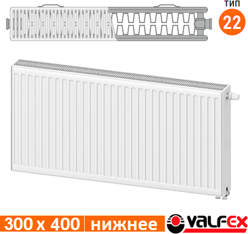 Изображение товара Радиатор стальной Valfex Steel Universal VC 22 300х400 / VF.VC.22.300.0400 (с нижним подключением)