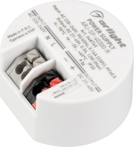 Изображение товара Блок питания для светильника Arlight ARJ-SP-40300-R 12W 27-40V 300mA / 048765