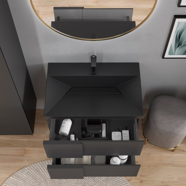 Изображение товара Тумба с умывальником Lauter Nelli 70 (антрацит п/мат/черный)