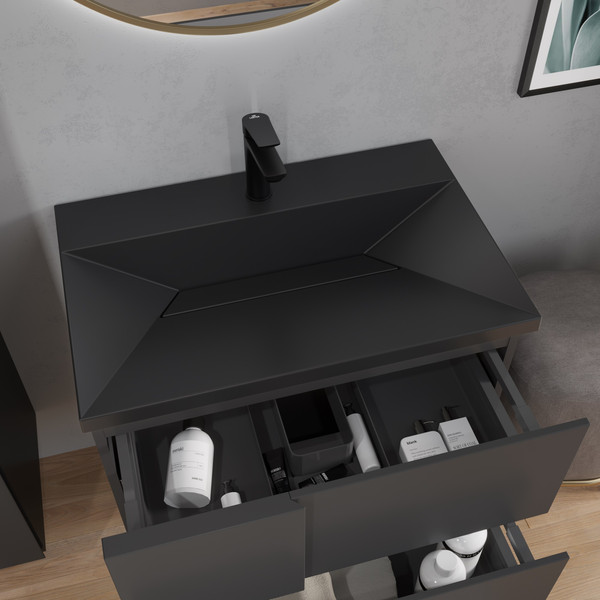 Изображение товара Тумба с умывальником Lauter Nelli 70 (антрацит п/мат/черный)