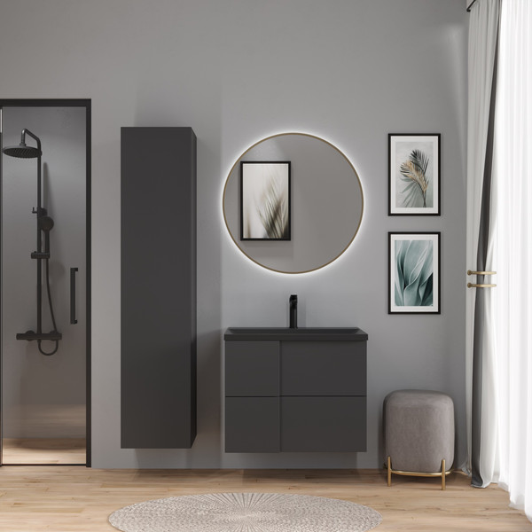 Изображение товара Тумба с умывальником Lauter Nelli 70 (антрацит п/мат/черный)