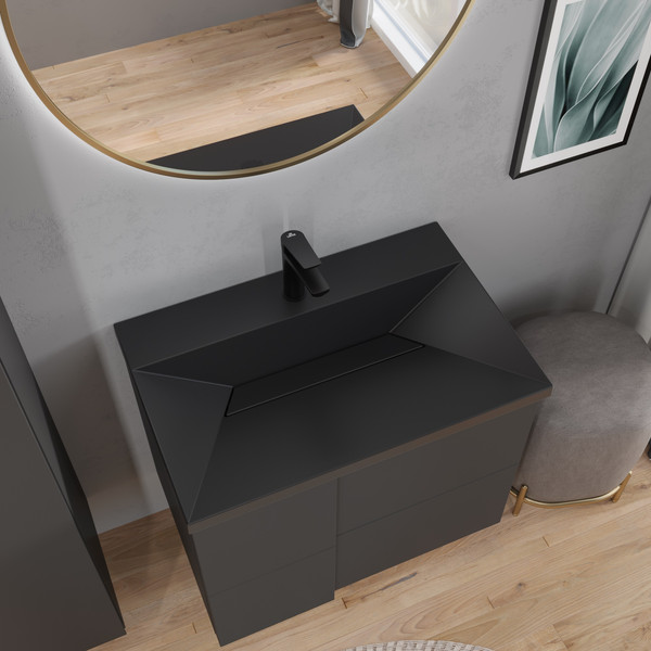 Изображение товара Тумба с умывальником Lauter Nelli 70 (антрацит п/мат/черный)