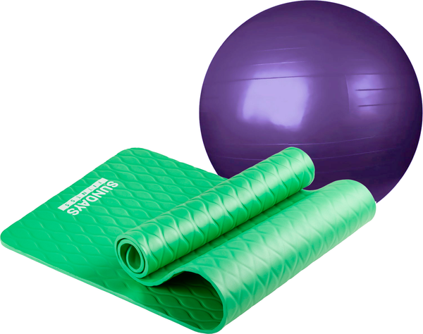 Изображение товара Набор для фитнеса Sundays Fitness Фитбол IR97402-65 + Коврик IR97505C (фиолетовый, зеленый)