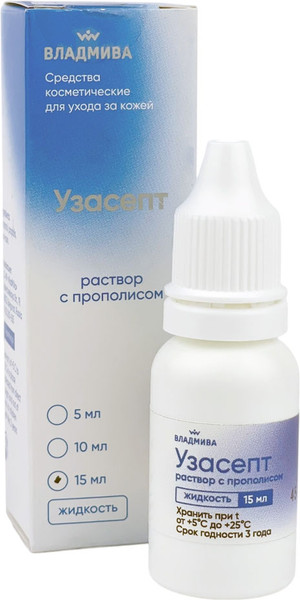 Изображение товара Антисептик ВладМиВа Узасепт раствор с прополисом (15мл)
