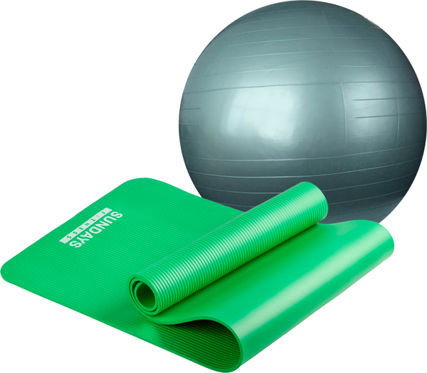 Изображение товара Набор для фитнеса Sundays Fitness Фитбол IR97402-65 + Коврик IR97505 (серебристый, зеленый)