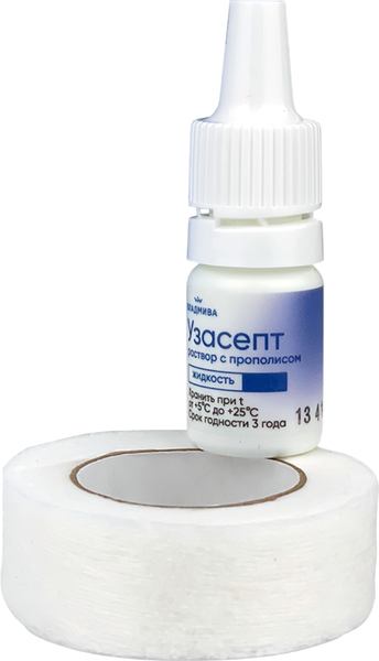 Изображение товара Набор для ухода при вросшем ногте ВладМиВа Лента Кополайн средняя 1.4см 10м+Антисептик Узасепт (15мл)