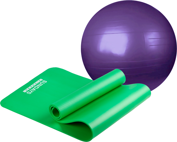 Изображение товара Набор для фитнеса Sundays Fitness Фитбол IR97402-65 + Коврик IR9750 (фиолетовый, зеленый)
