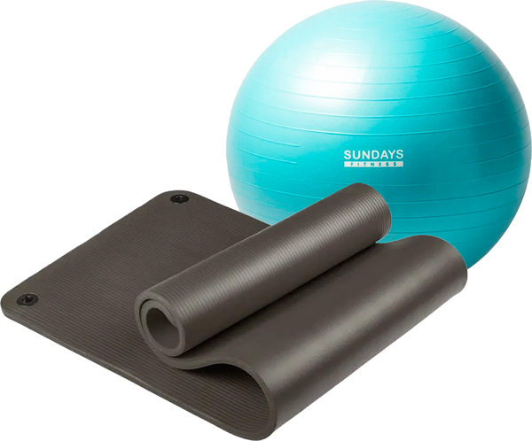 Изображение товара Набор для фитнеса Sundays Fitness Фитбол 75см IR97403 + Коврик IR97506 (голубой, черный)