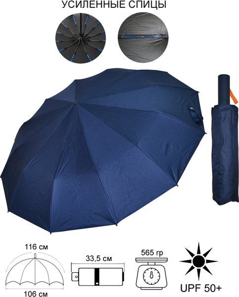 Изображение товара Зонт складной Ame Yoke ОК55-12DR (синий)