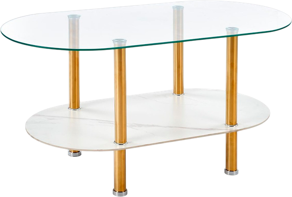 Изображение товара Журнальный столик Halmar Ducat (белый мрамор/прозрачный/золото)