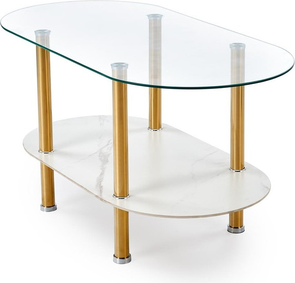 Изображение товара Журнальный столик Halmar Ducat (белый мрамор/прозрачный/золото)