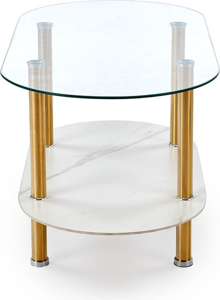 Изображение товара Журнальный столик Halmar Ducat (белый мрамор/прозрачный/золото)