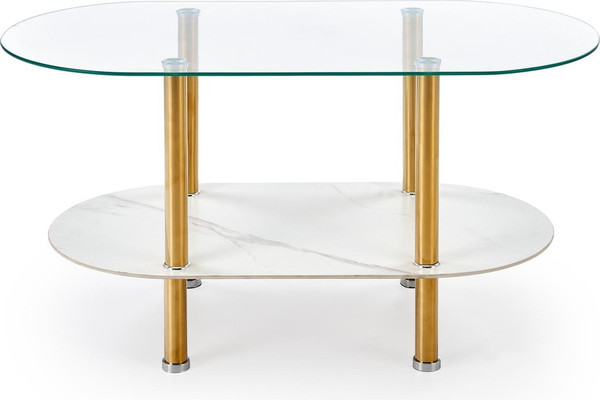Изображение товара Журнальный столик Halmar Ducat (белый мрамор/прозрачный/золото)