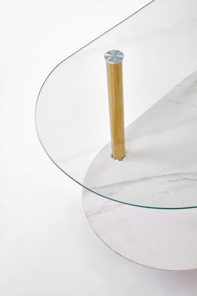Изображение товара Журнальный столик Halmar Ducat (белый мрамор/прозрачный/золото)