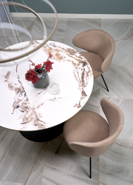 Изображение товара Обеденный стол Halmar Garet 120 (белый мрамор/черный)