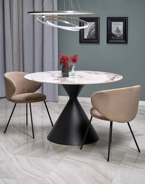 Изображение товара Обеденный стол Halmar Garet 120 (белый мрамор/черный)