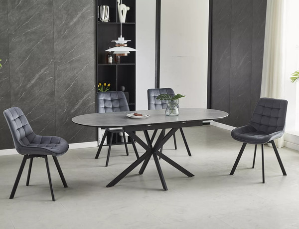 Изображение товара Обеденный стол Signal Gaston Ceramic 140-180x100 (серый/черный)