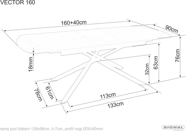 Изображение товара Обеденный стол Signal Vector Ceramic 160-200x90 (черный/черный)