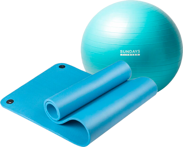 Изображение товара Набор для фитнеса Sundays Fitness Фитбол 75см IR97403 + Коврик 1.2см IR97506 (голубой, голубой)