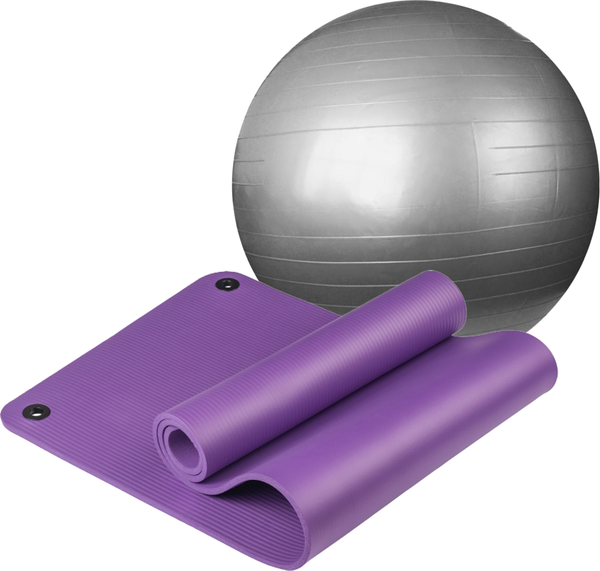 Изображение товара Набор для фитнеса Sundays Fitness Коврик IR97506 + Фитбол IR97402-65 (1см, фиолетовый+серебристый)