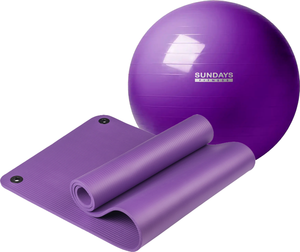 Изображение товара Набор для фитнеса Sundays Fitness Коврик IR97506 + Фитбол IR97402-65 (1см, фиолетовый + фиолетовый)