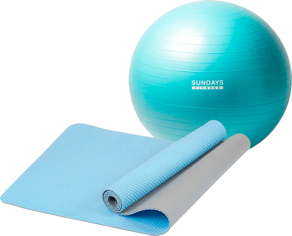 Изображение товара Набор для фитнеса Sundays Fitness Фитбол 75см IR97403 + Коврик IRBL17107 (голубой, голубой)