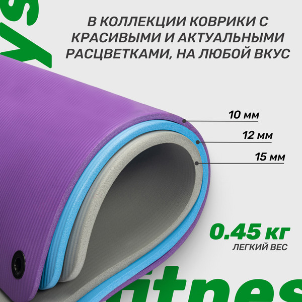 Изображение товара Набор для фитнеса Sundays Fitness Фитбол IR97402-65 + Коврик 1см IR97506 (фиолетовый, зеленый)